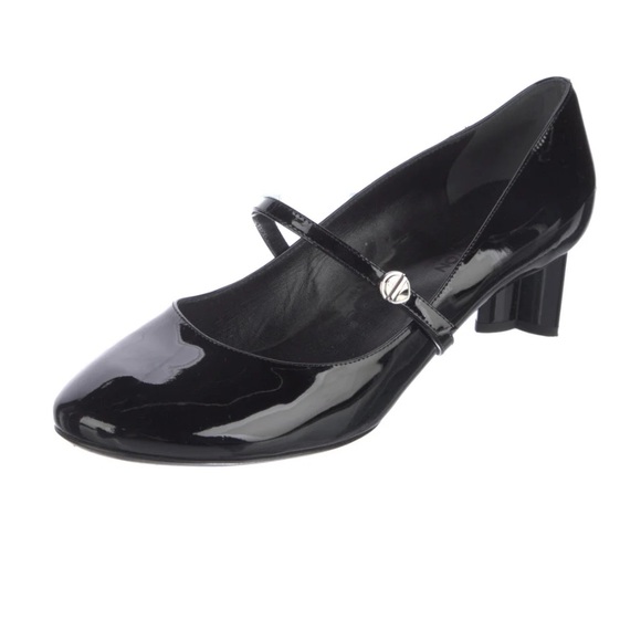 Louis Vuitton Black Patent Leather Mary Jane Heels, Sz. 41.5/11.5 - Picture 1 of 8